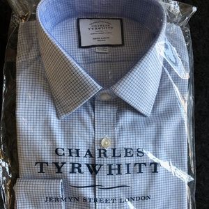 Charles Tyrwhitt Sky Blue Mini Grid Check Shirt